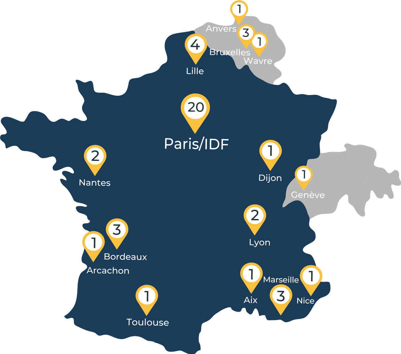 Carte de nos espaces de coworking en Europe